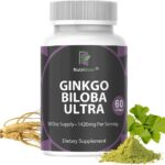 nutridoor ginkgo biloba ultra with red asian ginseng, ginkgo leaf extract & powder, 1420mg, 60 vegetarian capsules, memory & focus support supplement