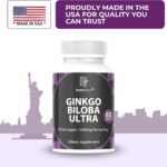 nutridoor ginkgo biloba ultra with red asian ginseng, ginkgo leaf extract & powder, 1420mg, 60 vegetarian capsules, memory & focus support supplement