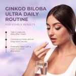 nutridoor ginkgo biloba ultra with red asian ginseng, ginkgo leaf extract & powder, 1420mg, 60 vegetarian capsules, memory & focus support supplement